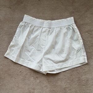 White Elastic Waist Shorts